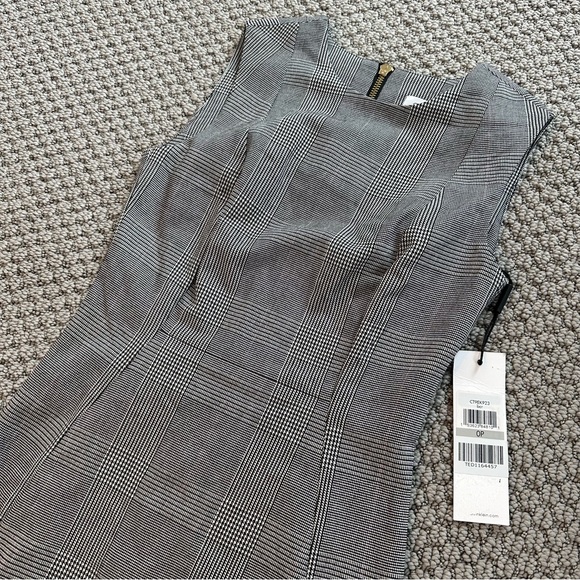 Calvin Klein Grey Black White Plaid Sleeveless Sheath Business Dress NWT 0P - Picture 4 of 6